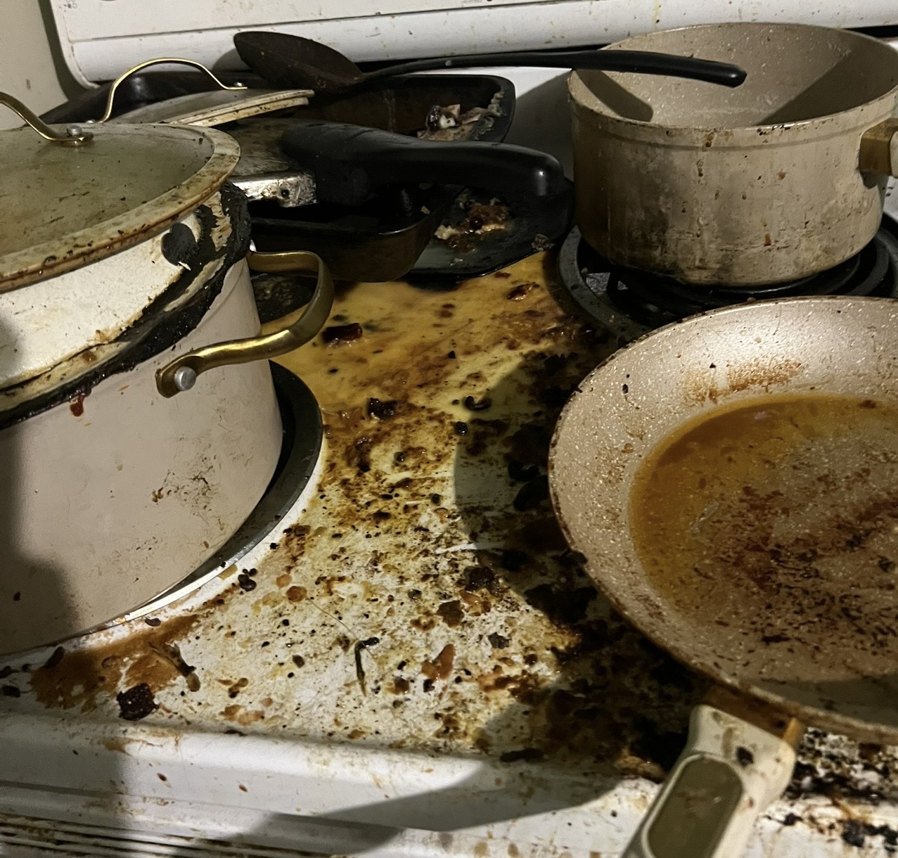 Heavily soiled stove before cleaning